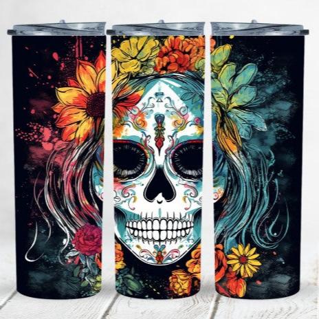 Day of the dead skull, 20 oz tumbler