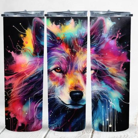 Colourful wolf, 20 oz tumbler