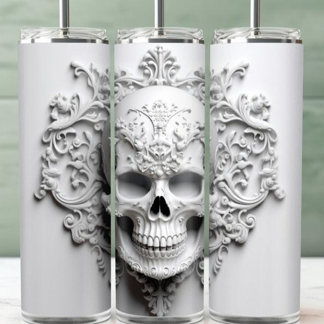 White skull, 20 oz tumbler