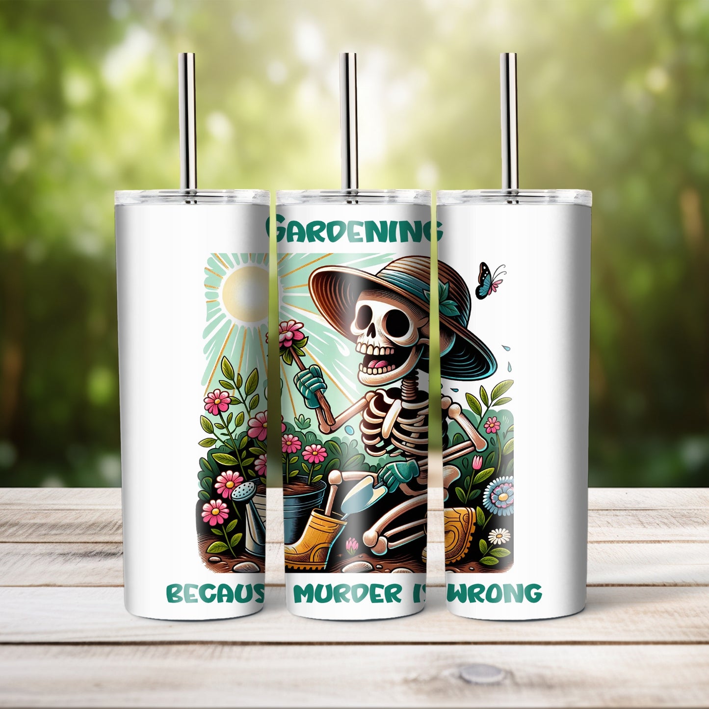 Gardening because murder is wrong, 20 oz tumbler
