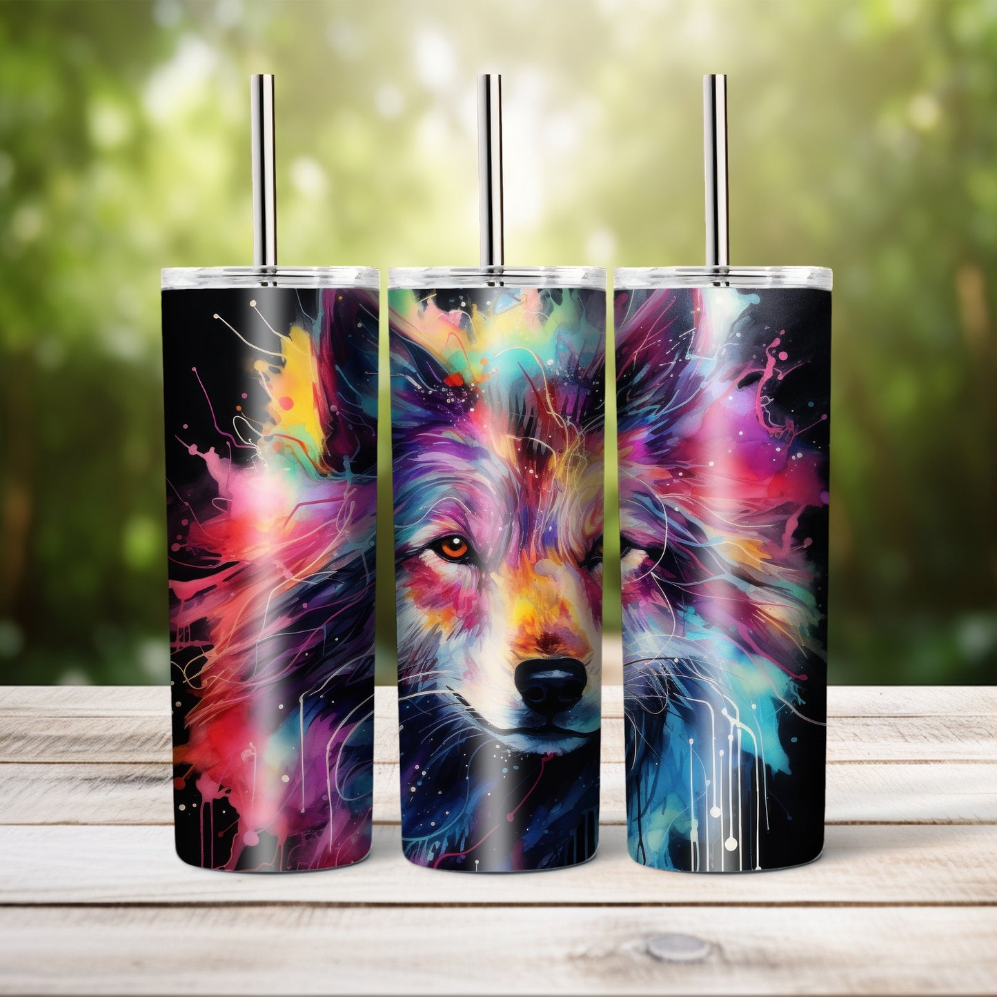 Colourful wolf, 20 oz tumbler