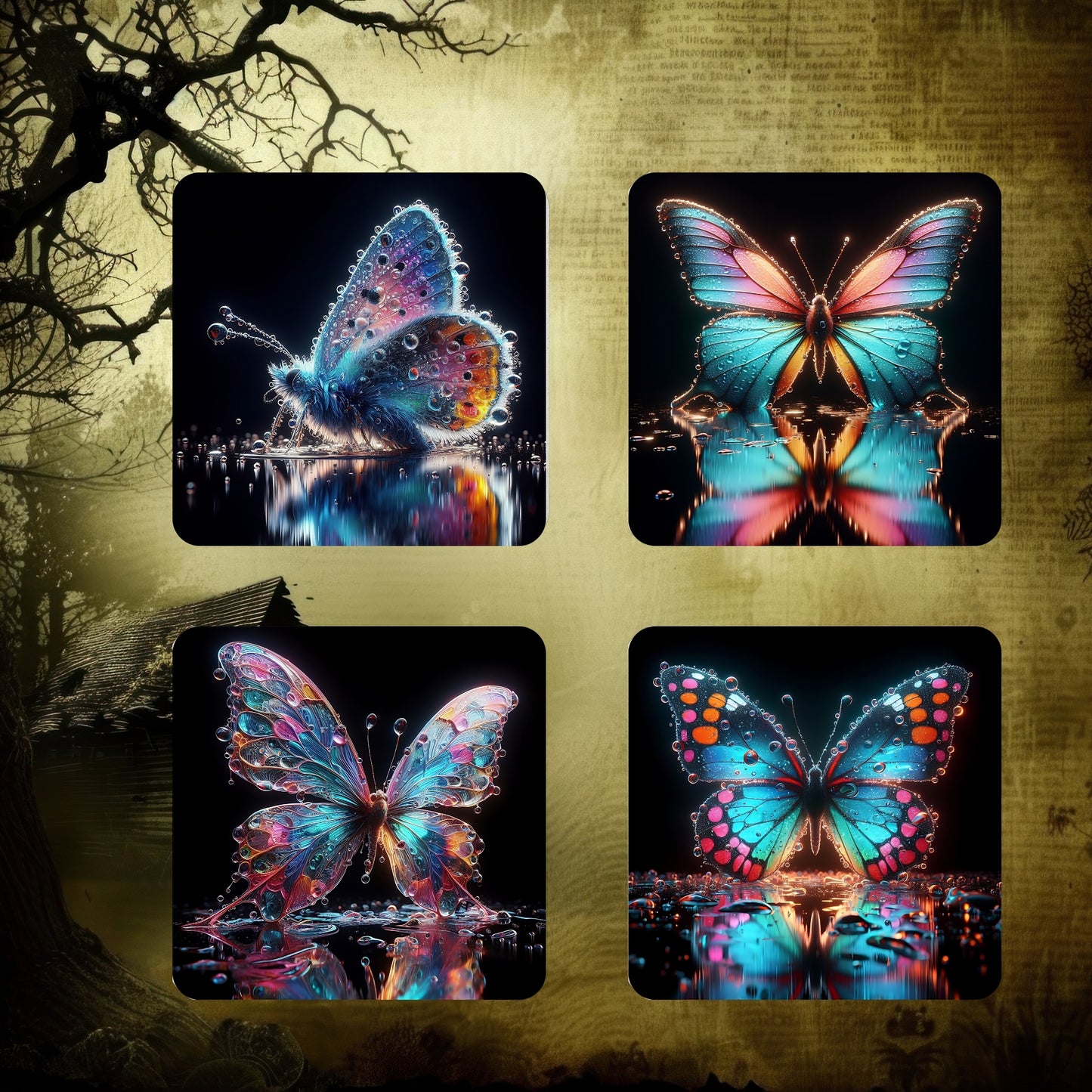 Butterflies - Set of 4 coasters