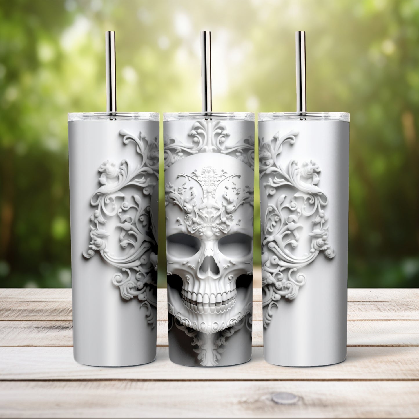 White skull, 20 oz tumbler