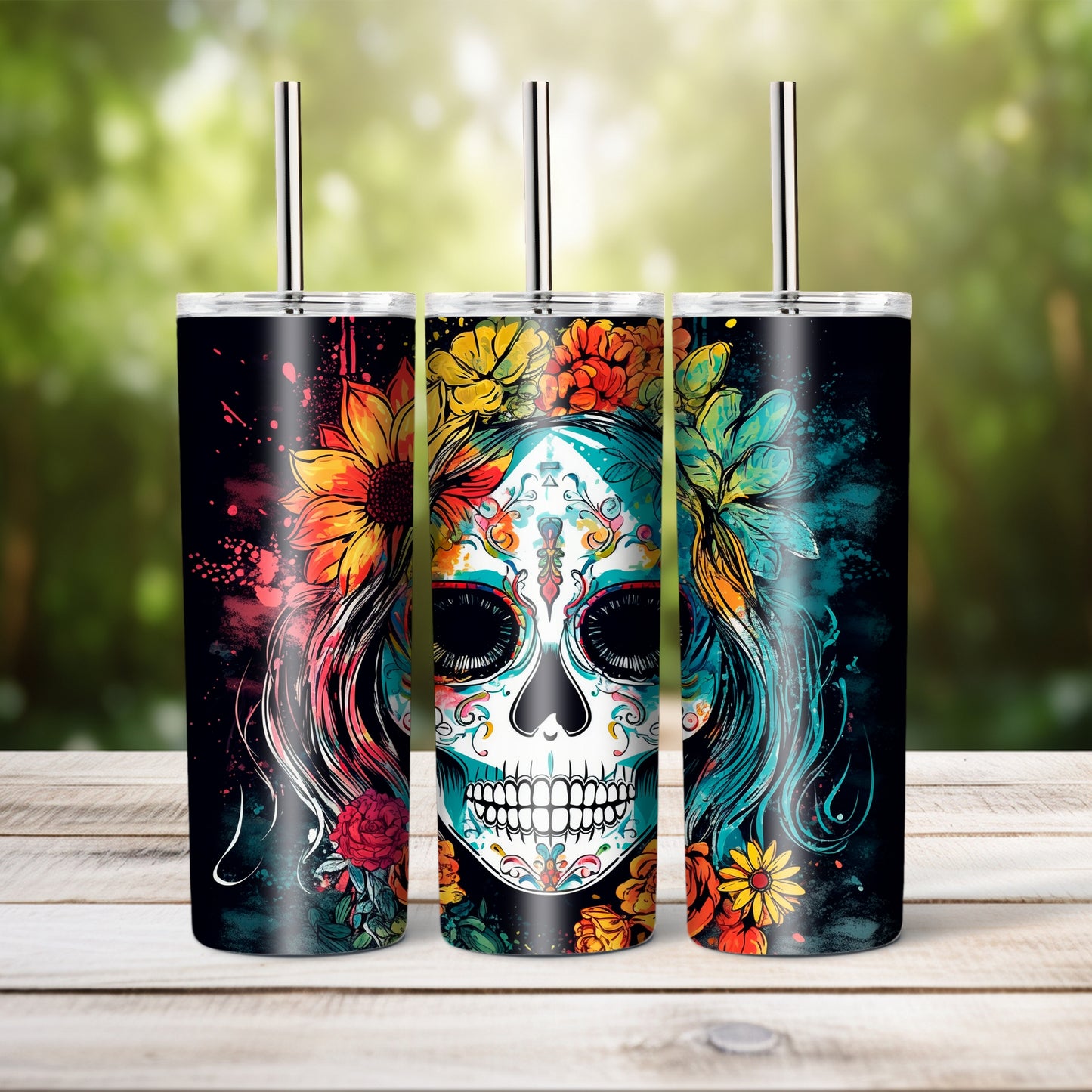 Day of the dead skull, 20 oz tumbler