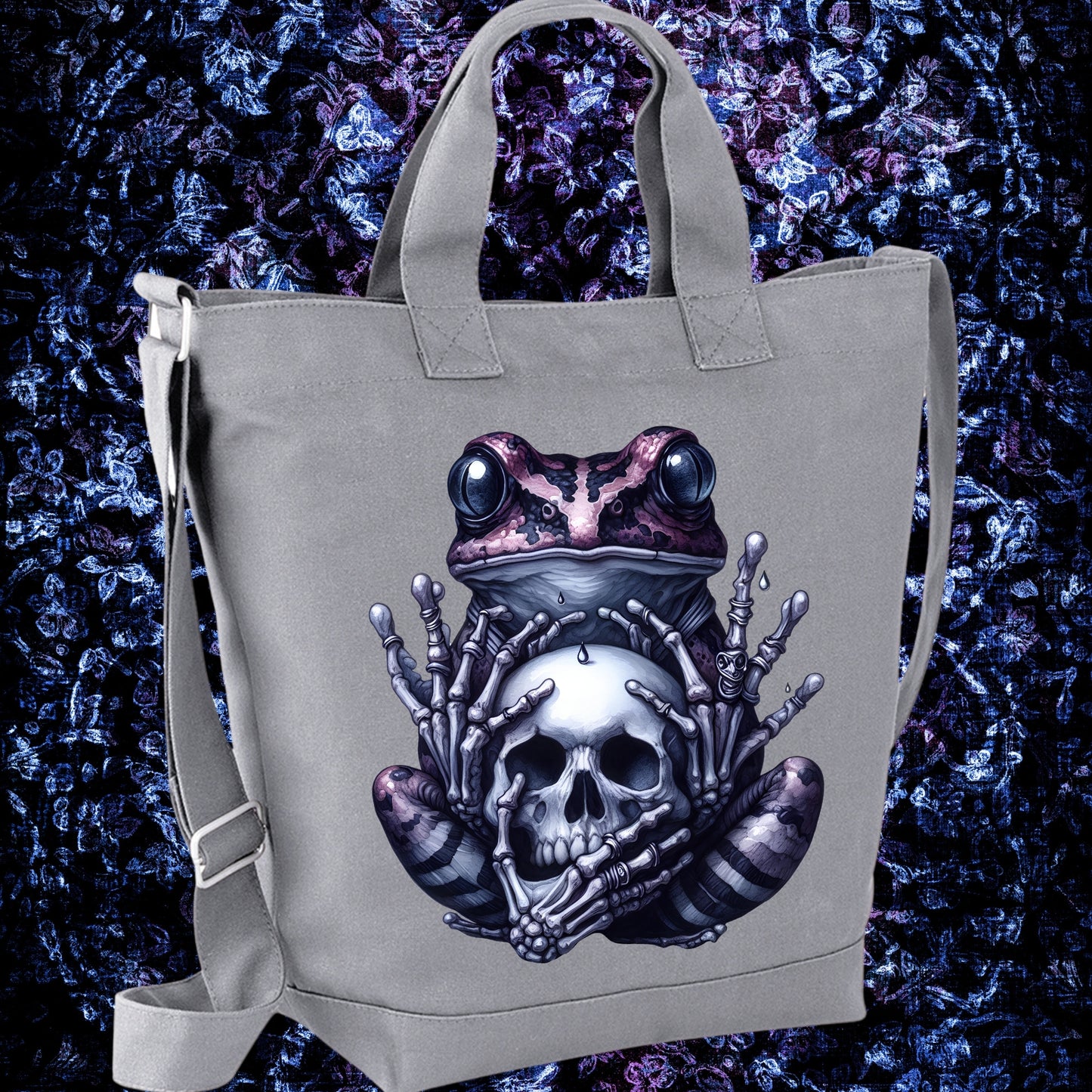 Frog and Skull - Cotton Canvas Day Bag