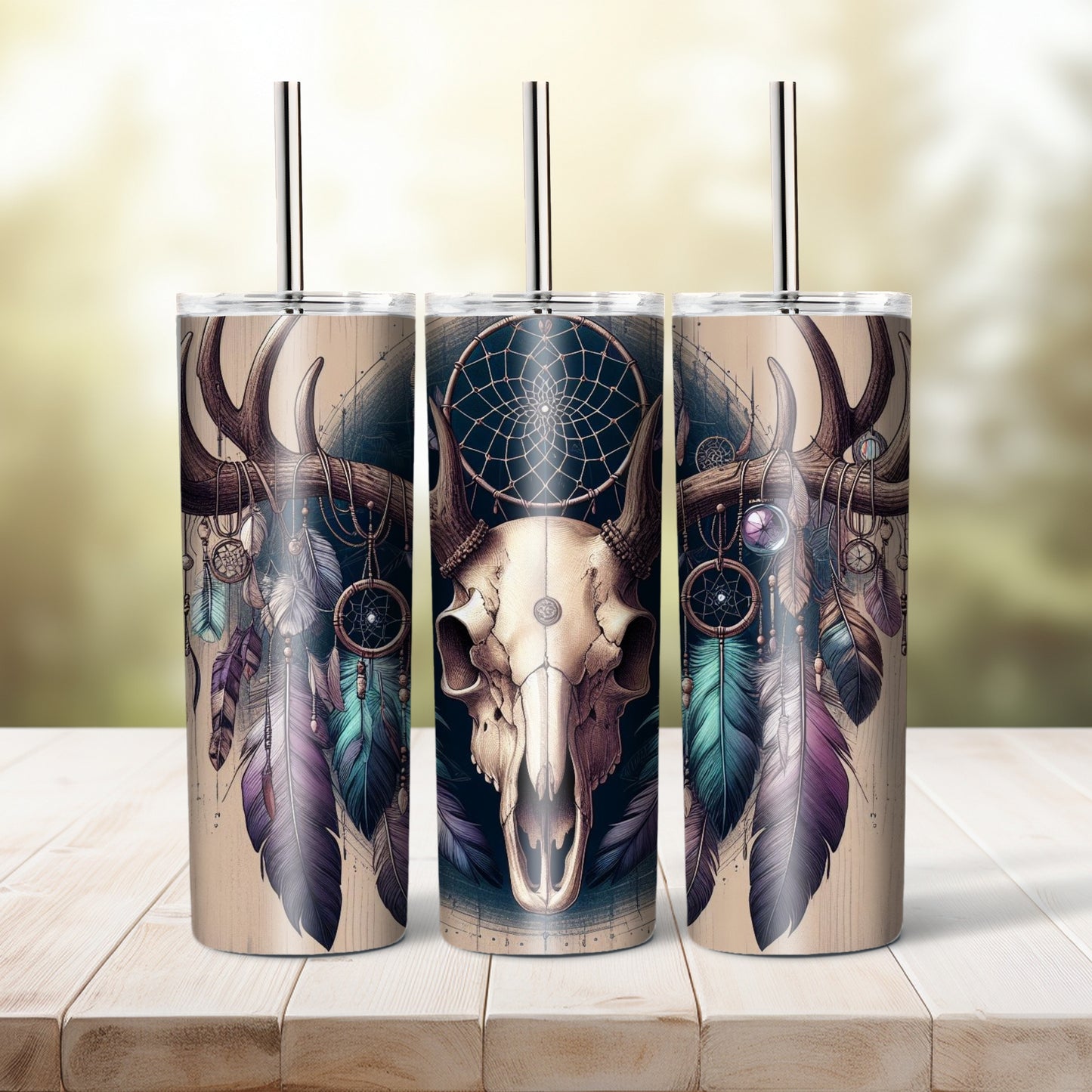 Stag head dream catcher, 20 oz tumbler