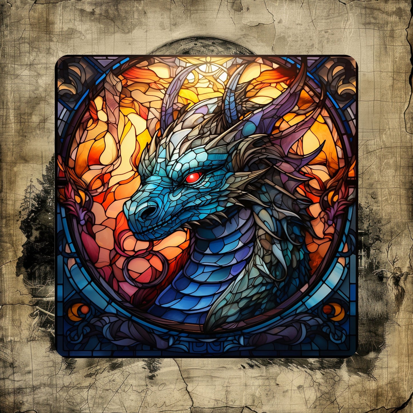 Stained Glass Dragons - Set of 4 coasters