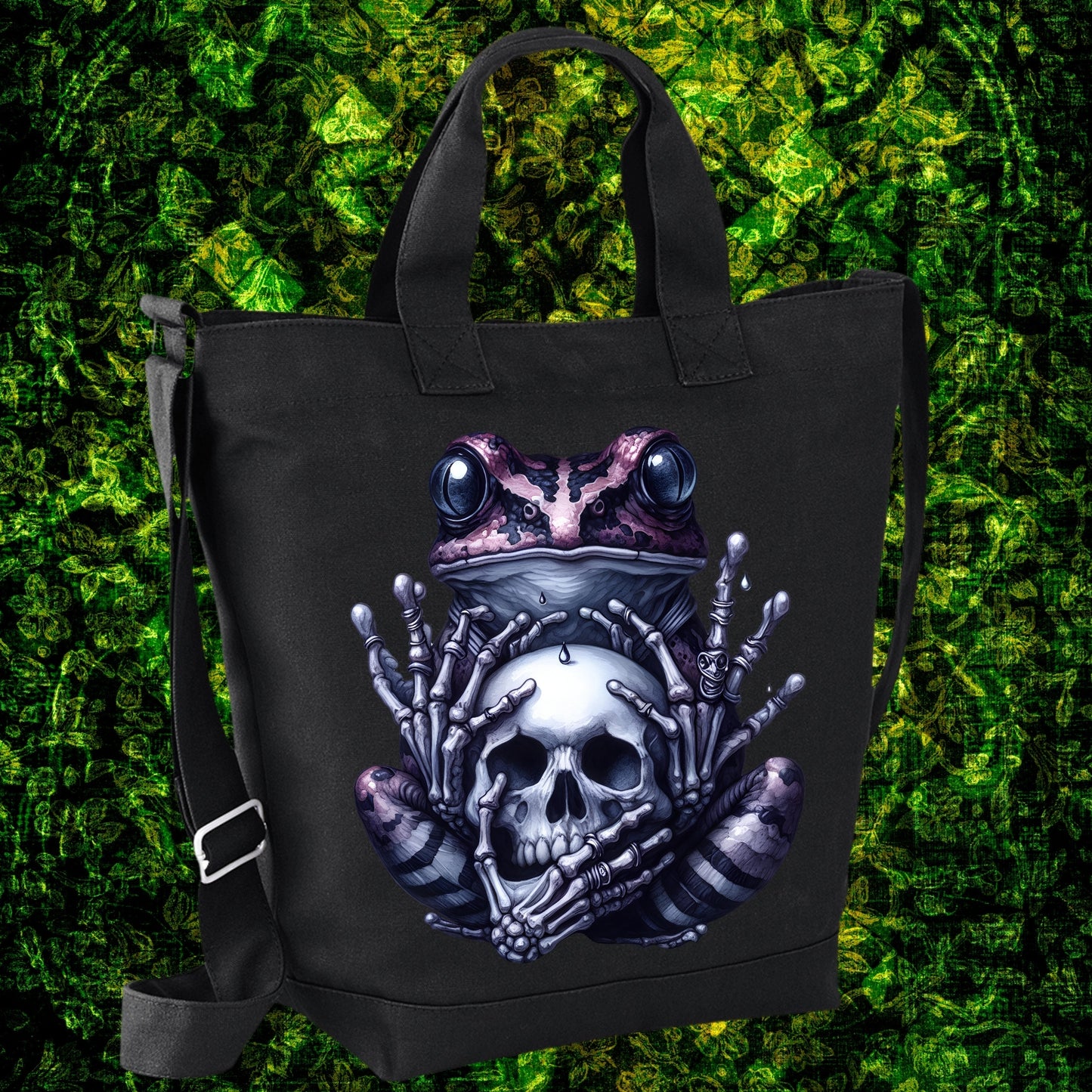 Frog and Skull - Cotton Canvas Day Bag