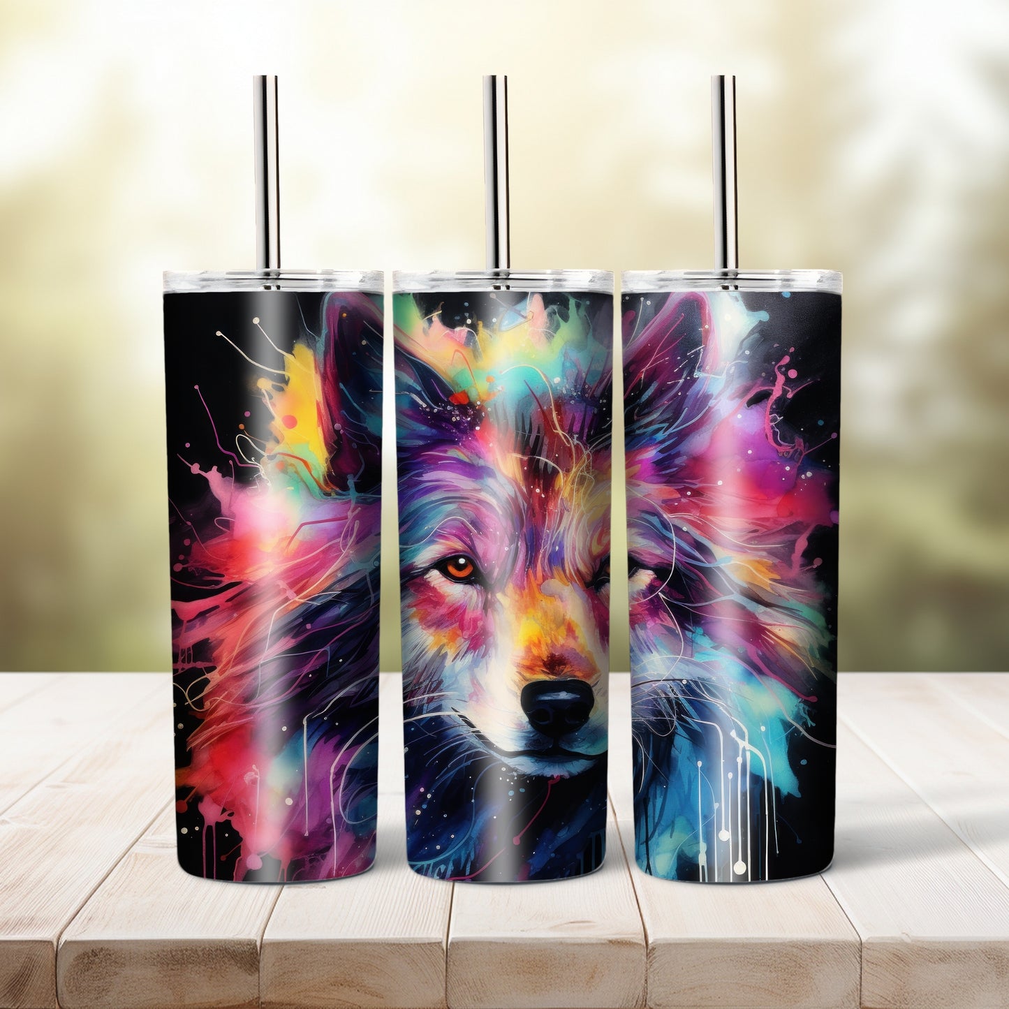 Colourful wolf, 20 oz tumbler