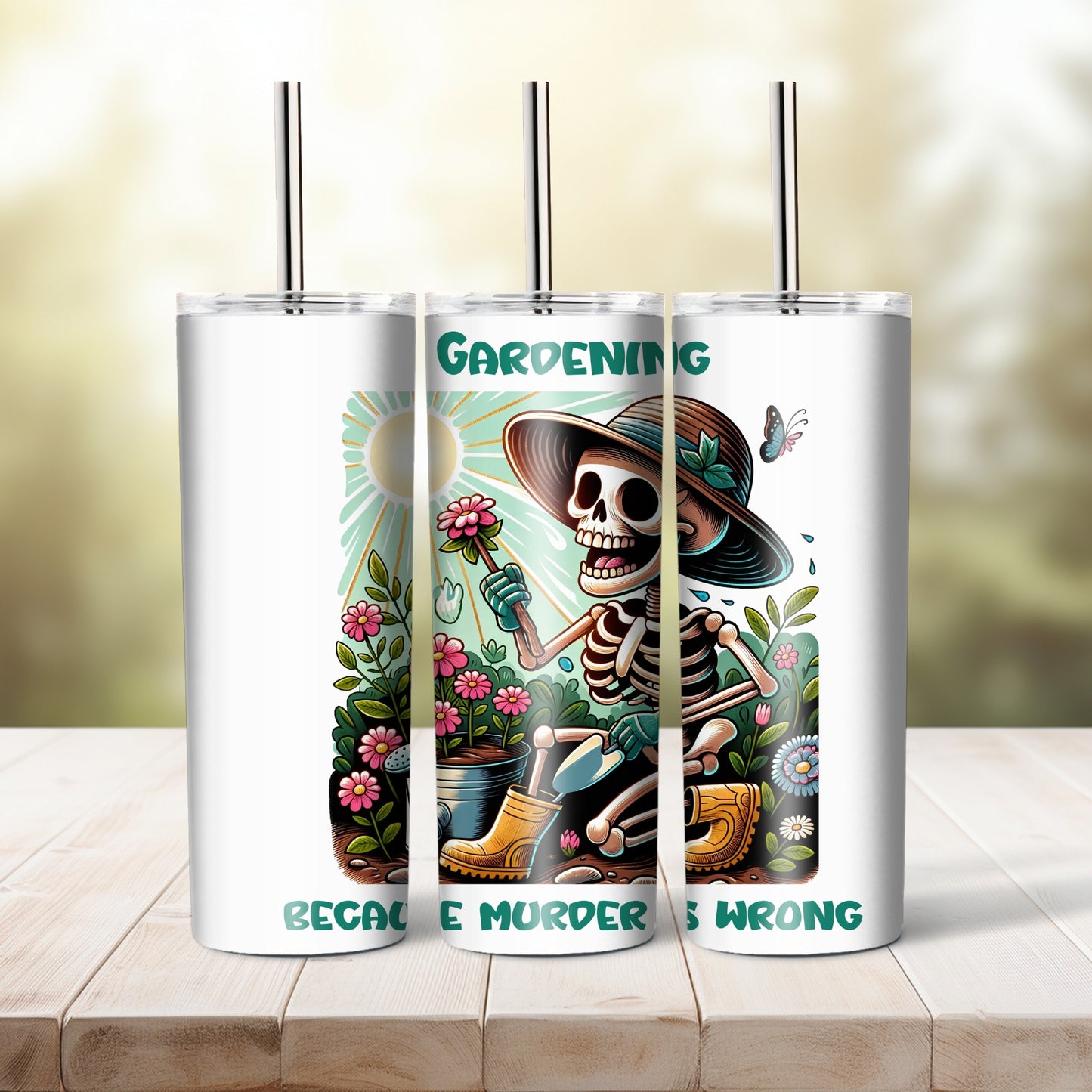 Gardening because murder is wrong, 20 oz tumbler