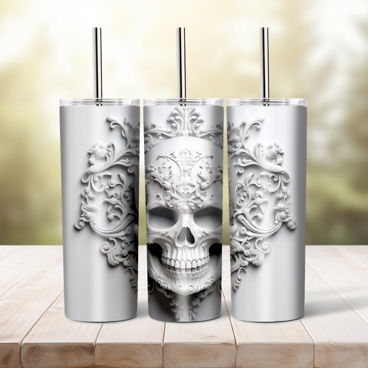 White skull, 20 oz tumbler