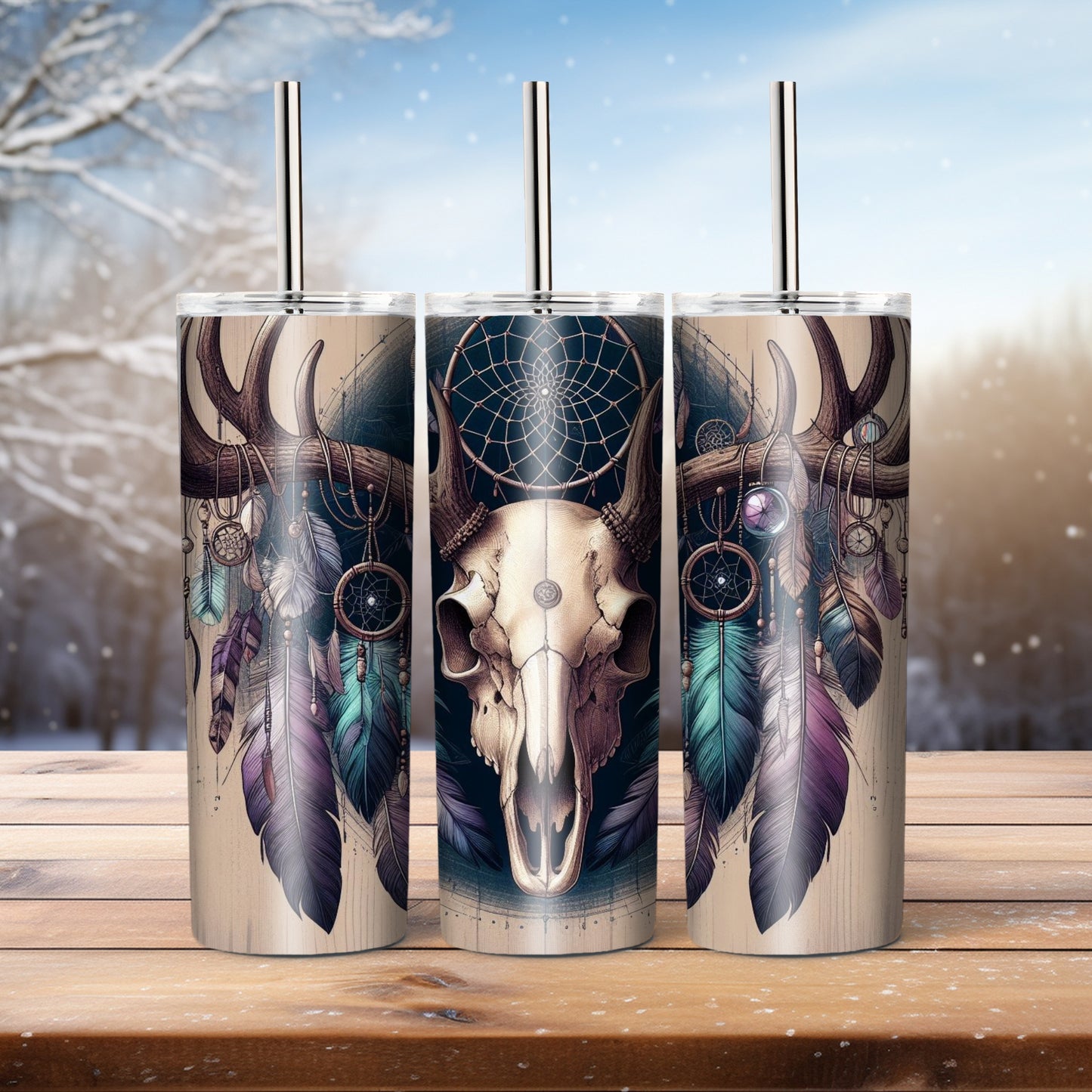 Stag head dream catcher, 20 oz tumbler