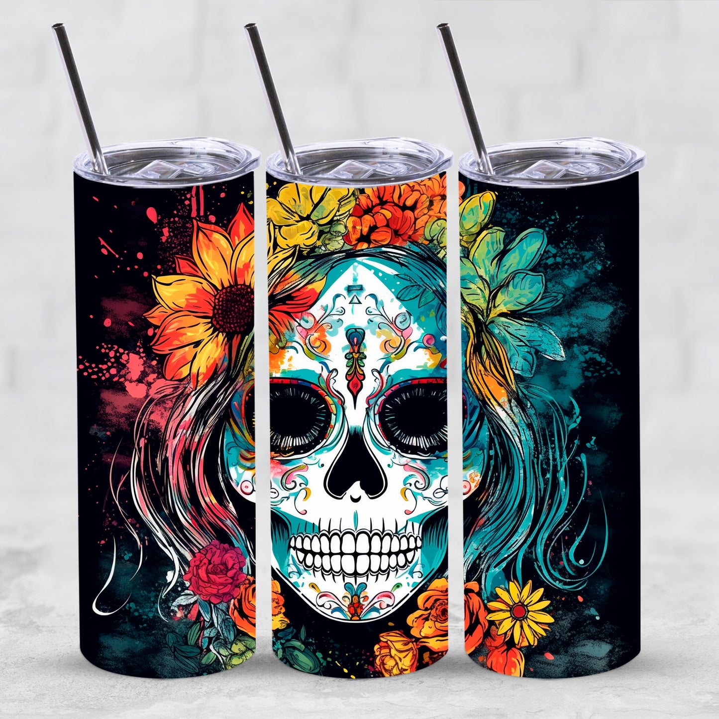 Day of the dead skull, 20 oz tumbler