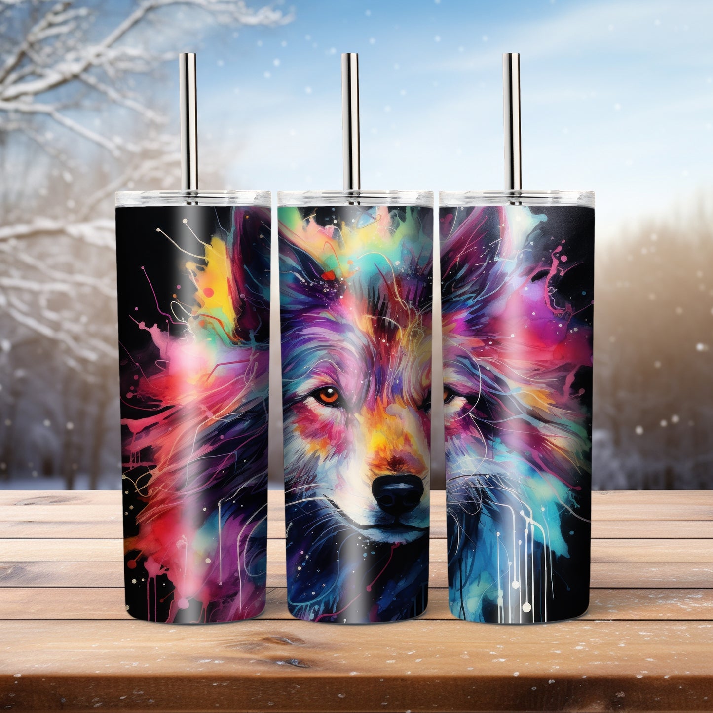 Colourful wolf, 20 oz tumbler