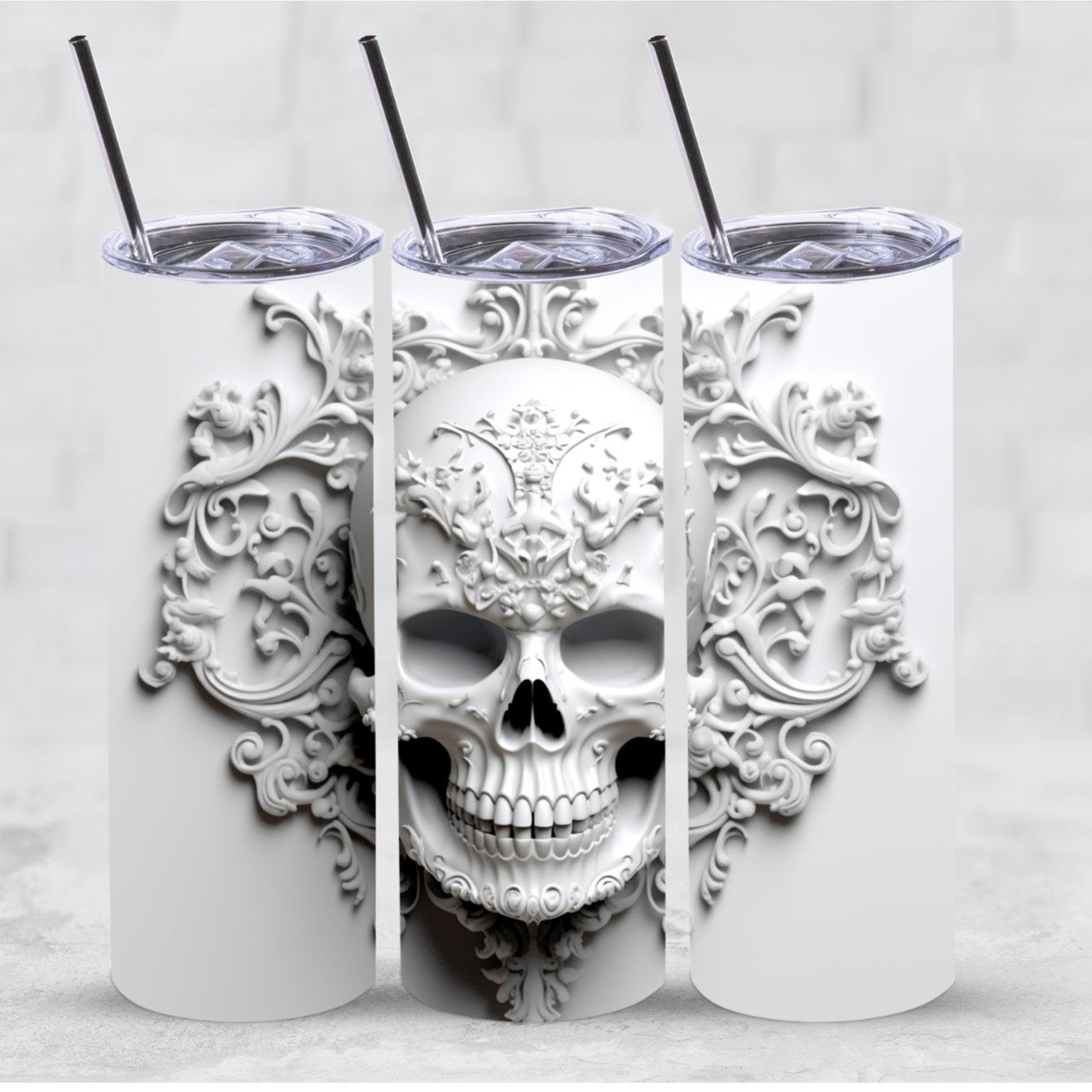 White skull, 20 oz tumbler