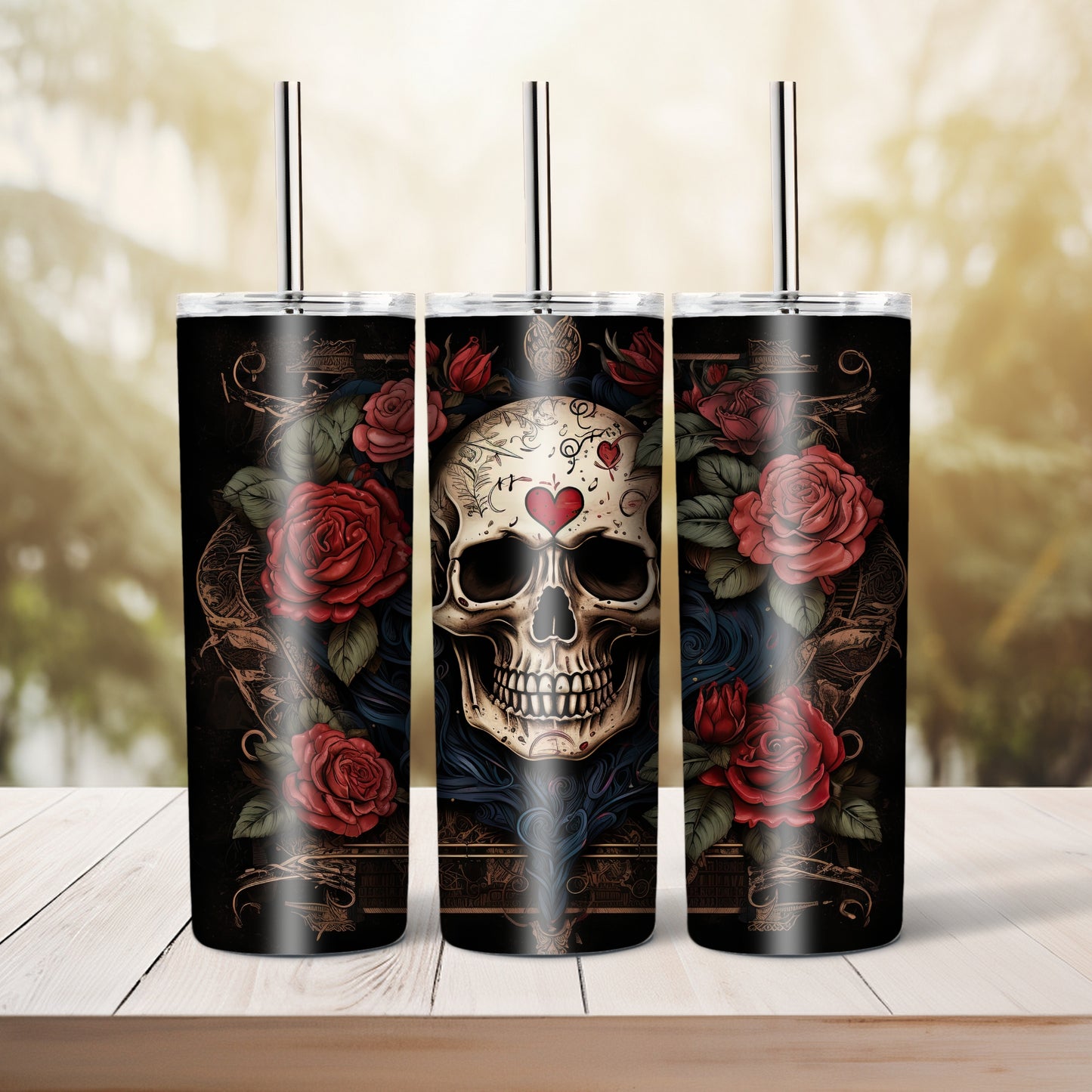 Skull and roses, 20 oz tumbler