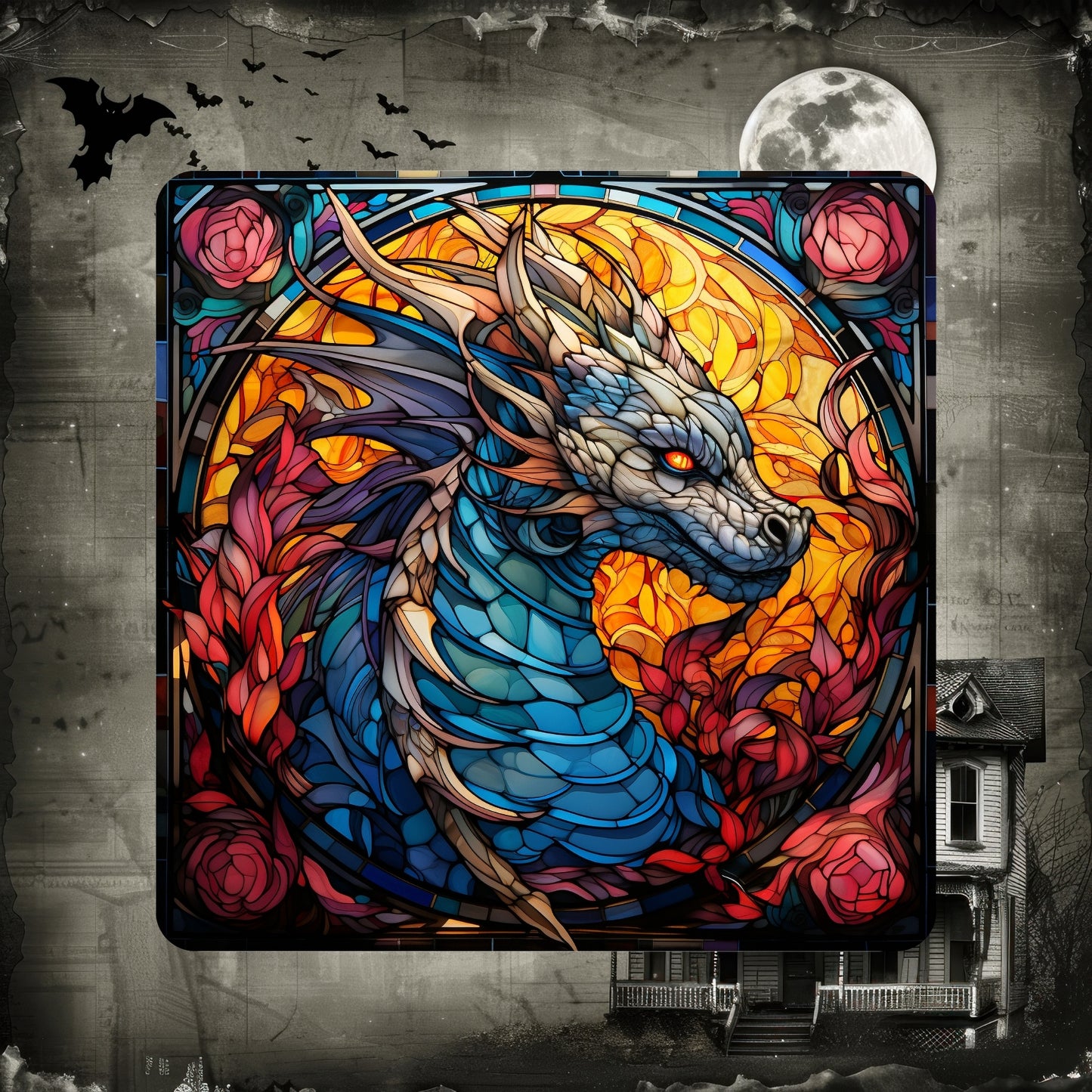 Stained Glass Dragons - Set of 4 coasters