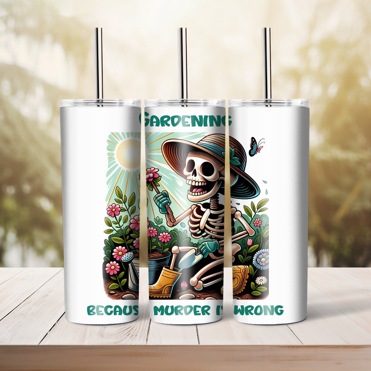 Gardening because murder is wrong, 20 oz tumbler