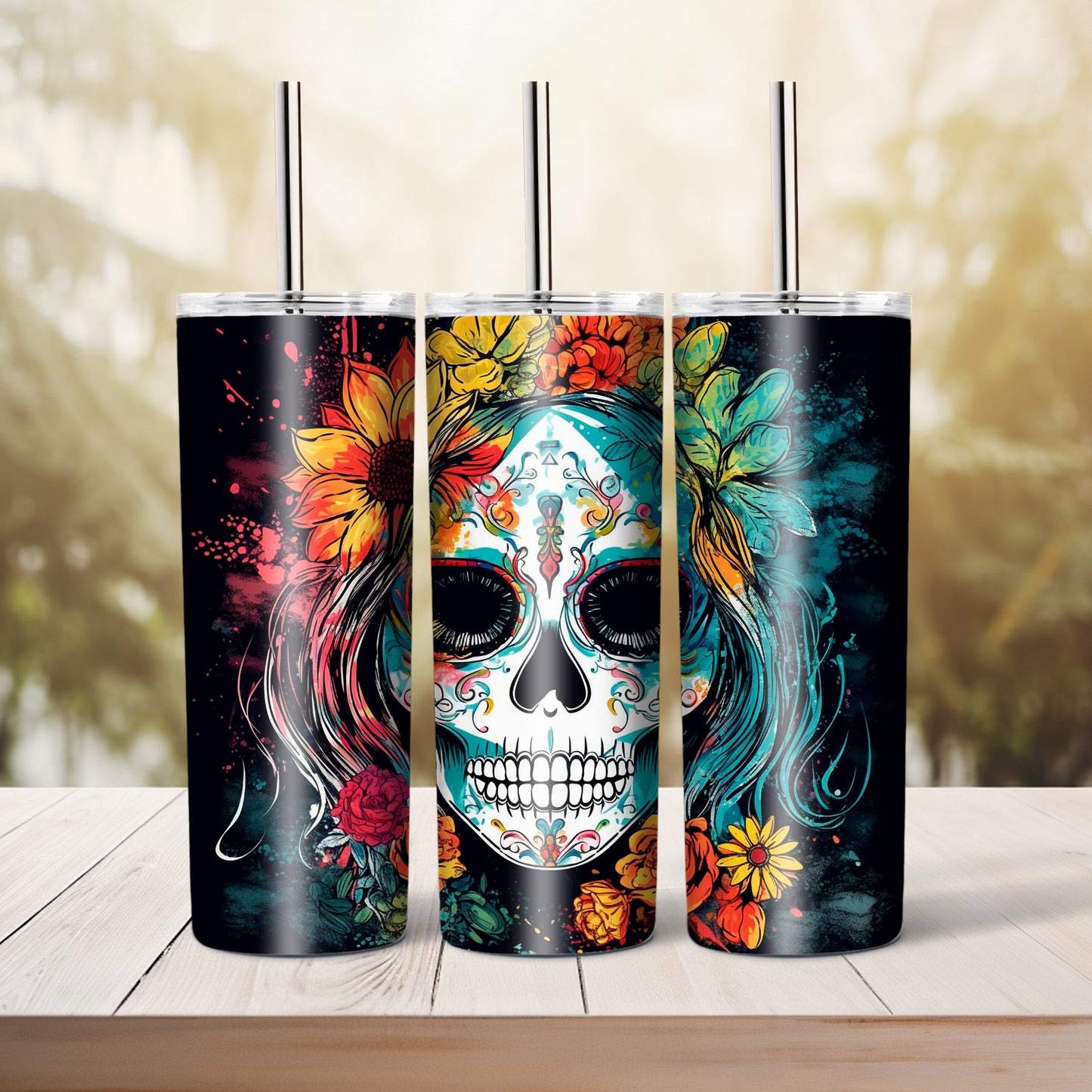 Day of the dead skull, 20 oz tumbler