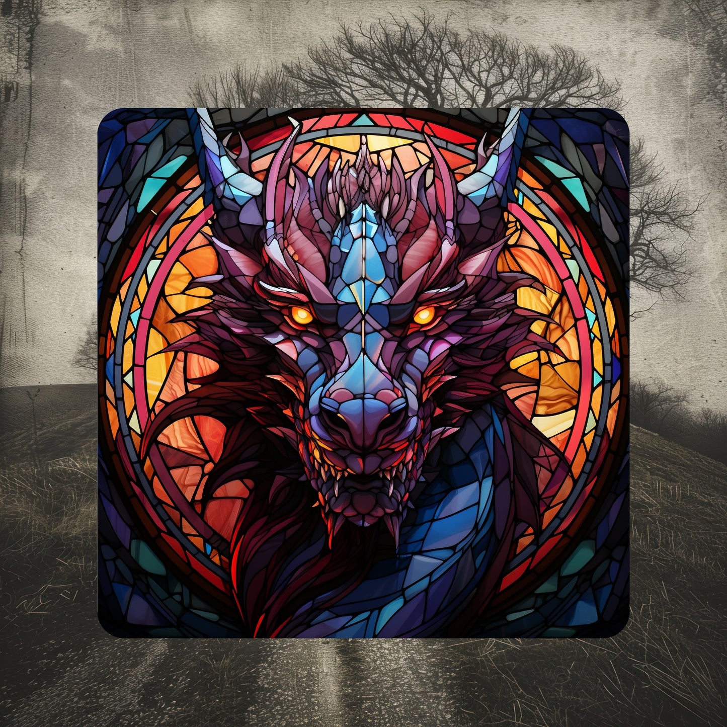 Stained Glass Dragons - Set of 4 coasters