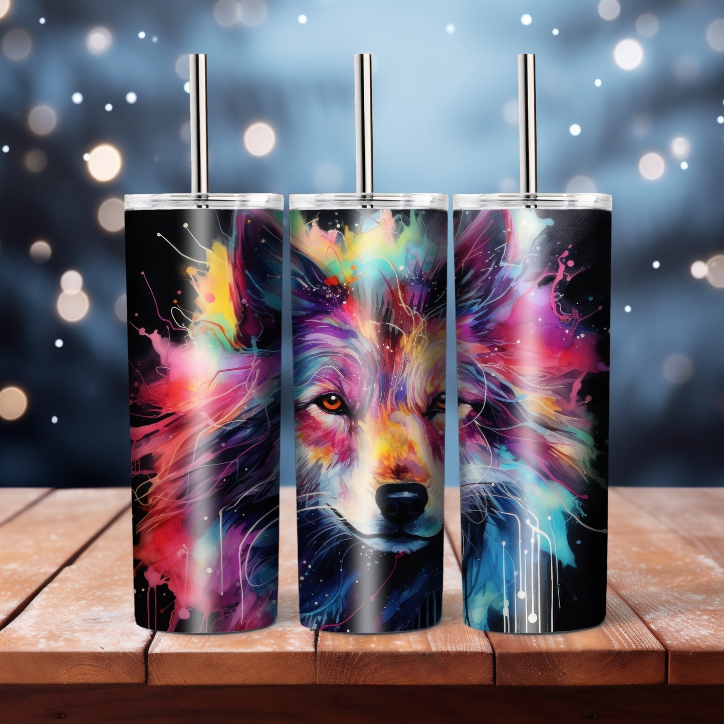 Colourful wolf, 20 oz tumbler