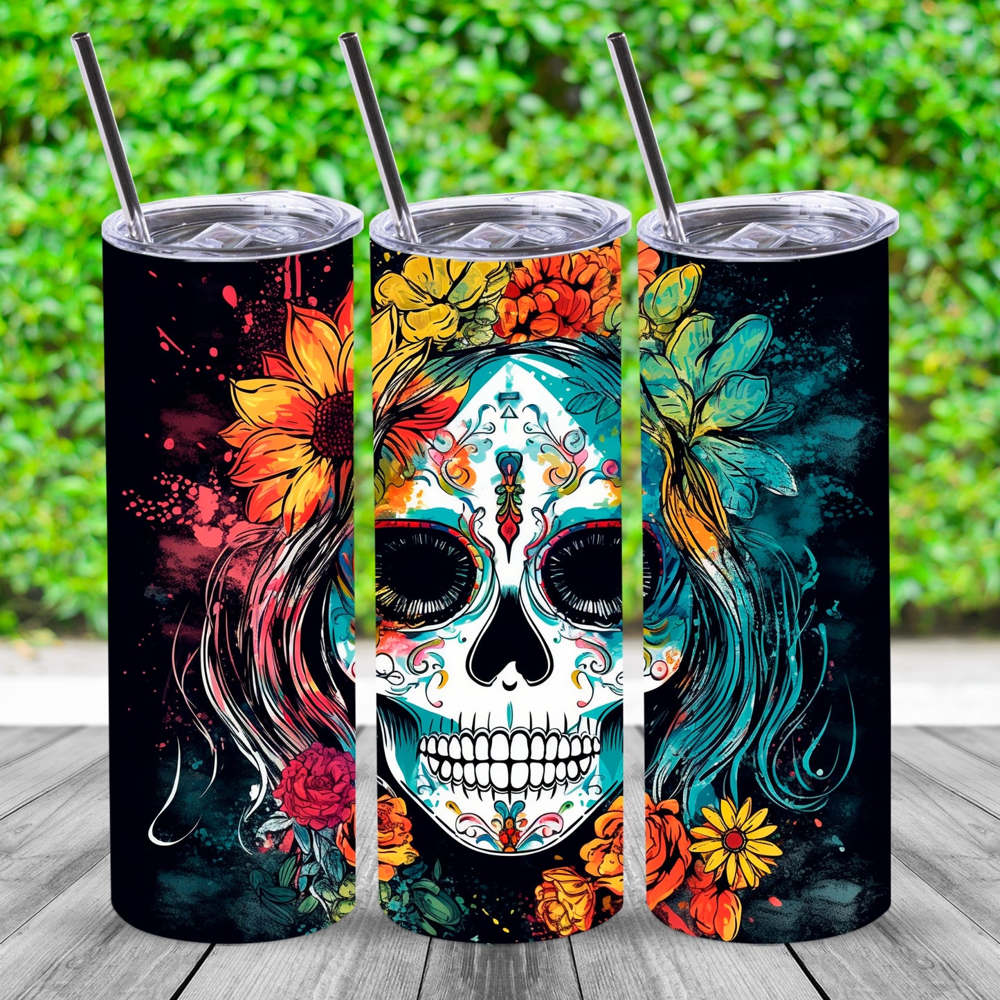 Day of the dead skull, 20 oz tumbler