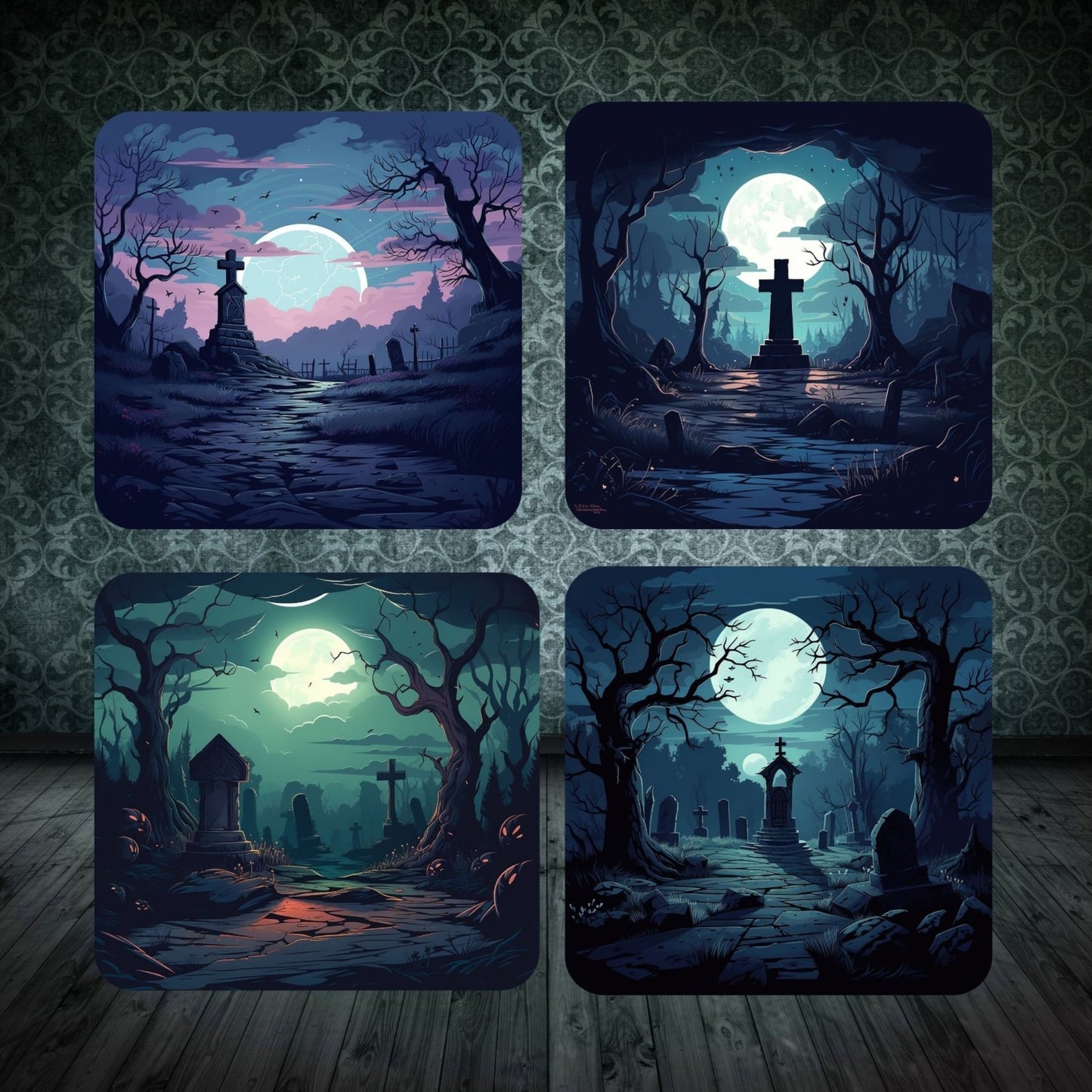 Spooky Graveyards - Set of 4 coasters