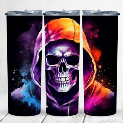 Hooded skull,  20 oz tumbler