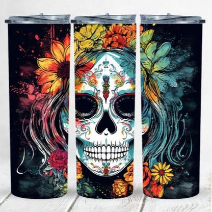 Day of the dead skull,  20 oz tumbler