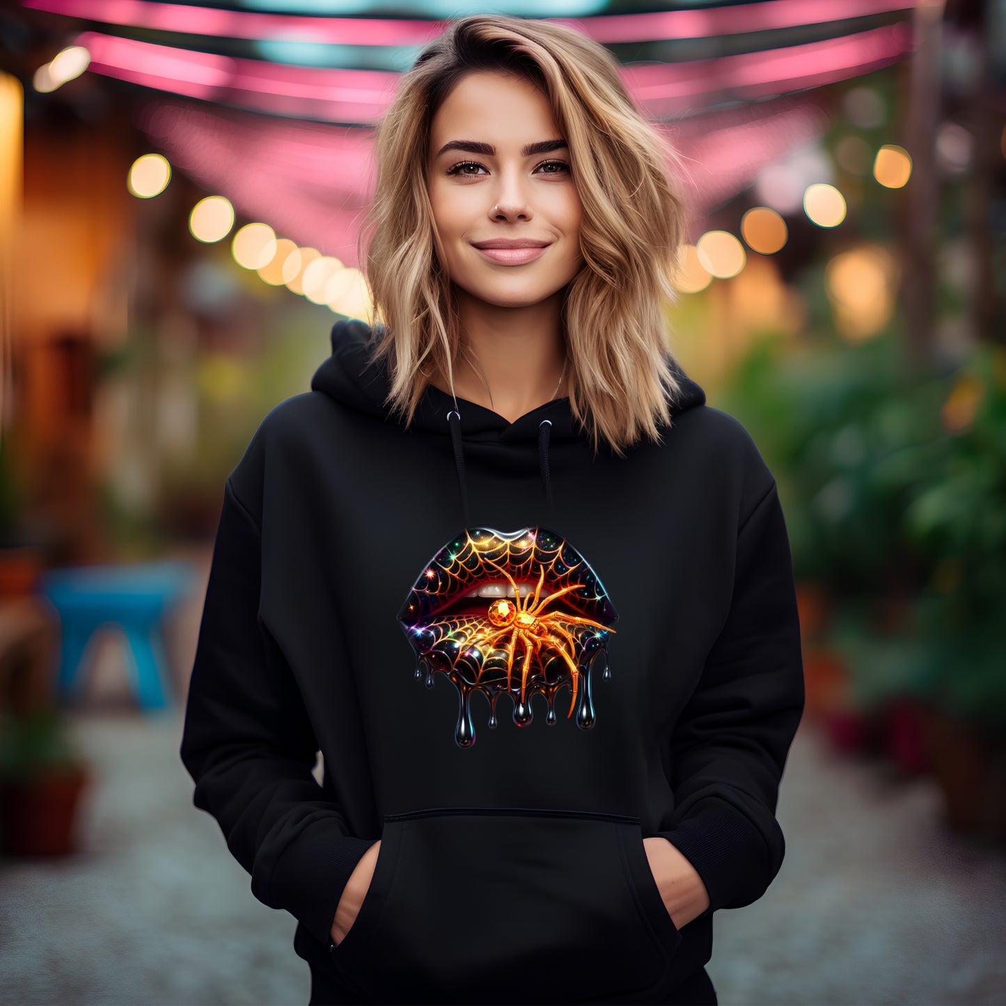 Lips with Spider  - Adult Hoodie