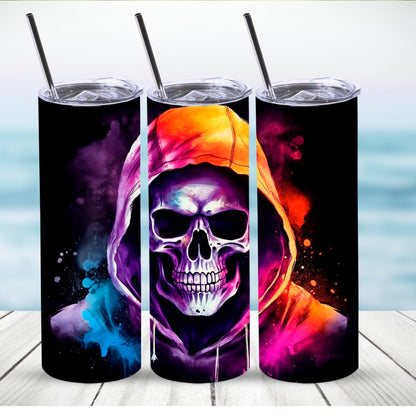 Hooded skull,  20 oz tumbler