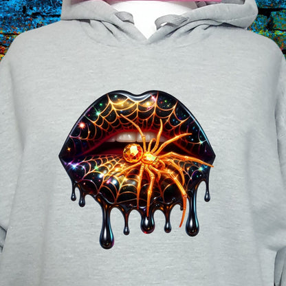 Lips with Spider  - Adult Hoodie
