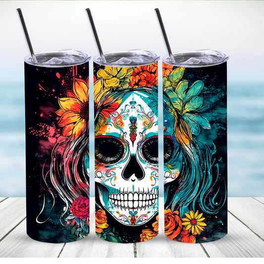 Day of the dead skull,  20 oz tumbler