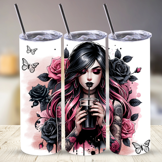 Goth girl,  20 oz tumbler