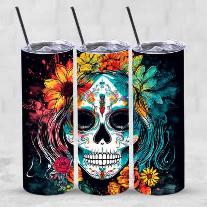 Day of the dead skull,  20 oz tumbler