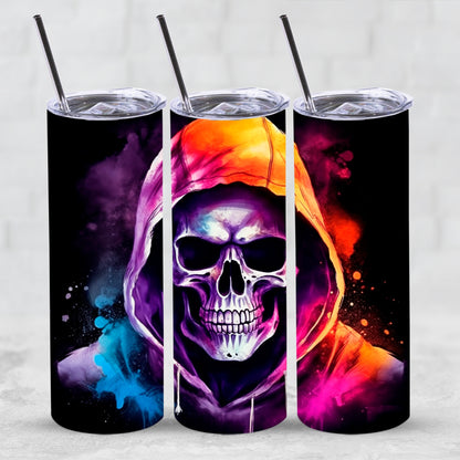Hooded skull,  20 oz tumbler