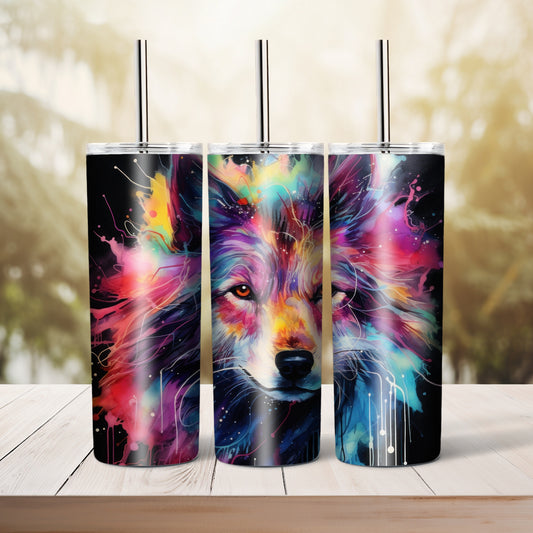 Colourful wolf,  20 oz tumbler