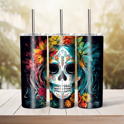 Day of the dead skull,  20 oz tumbler
