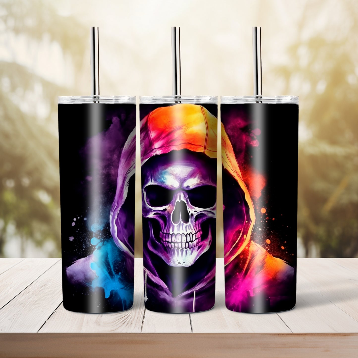 Hooded skull,  20 oz tumbler